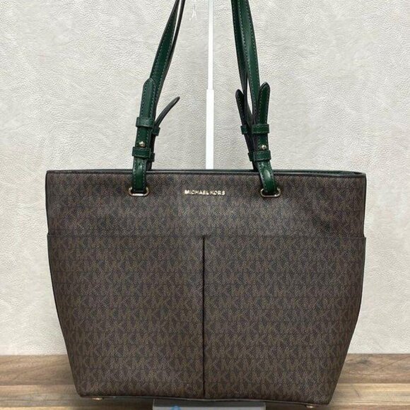 Michael Kors Bedford Tote Brown/Green Medium Pocket - Picture 1 of 11